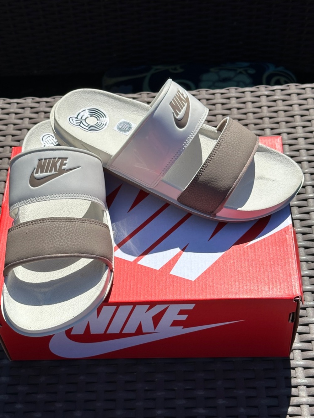 Womens Nike Brown Offcourt Recovery Plush Casual Sandal Slides Womens 9 | 10 NEW